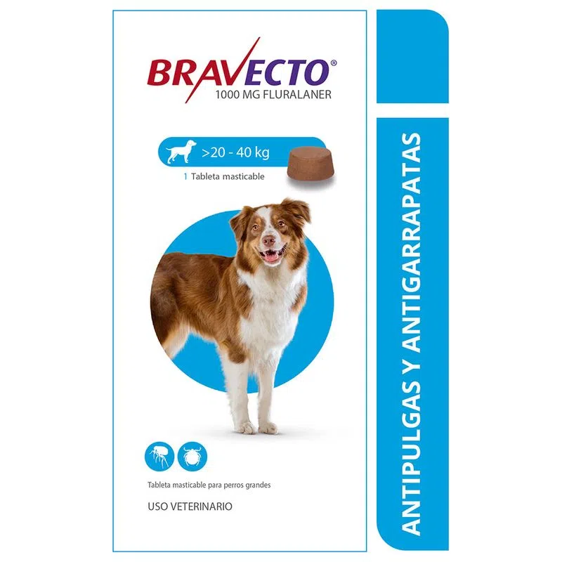 Antipulgas Bravecto 20 a 40 kg para perro Antipulgas Bravecto 20 a 40 kg para perro