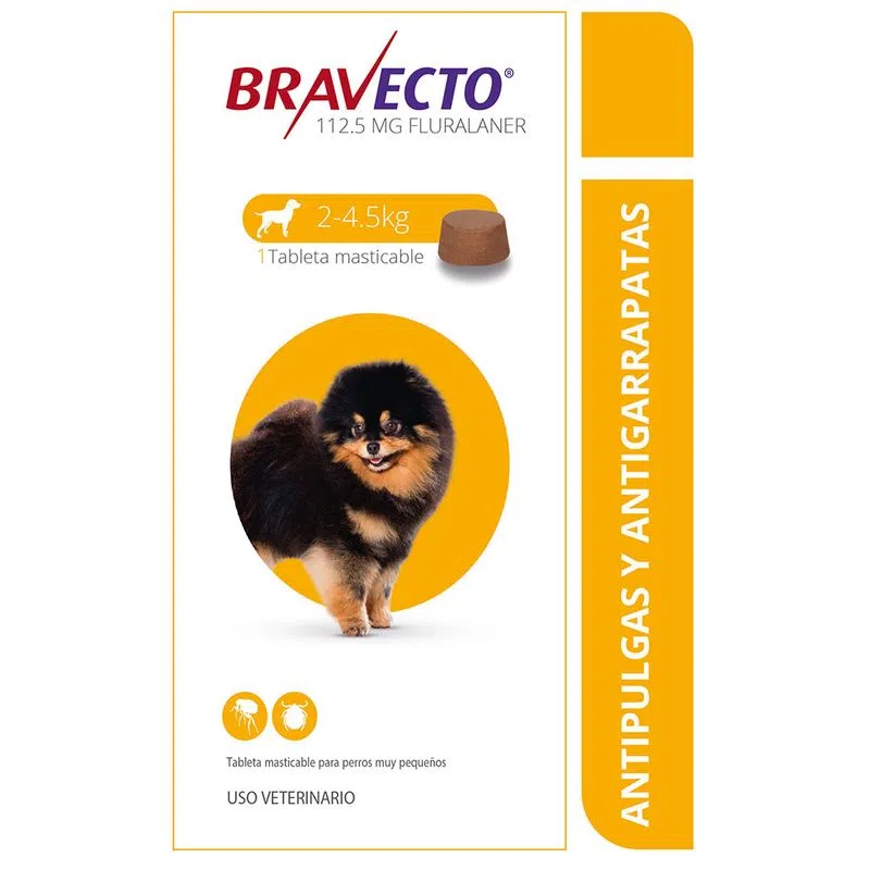 Antipulgas Bravecto de 2 a 4.5 kg para perro Antipulgas Bravecto de 2 a 4.5 kg para perro