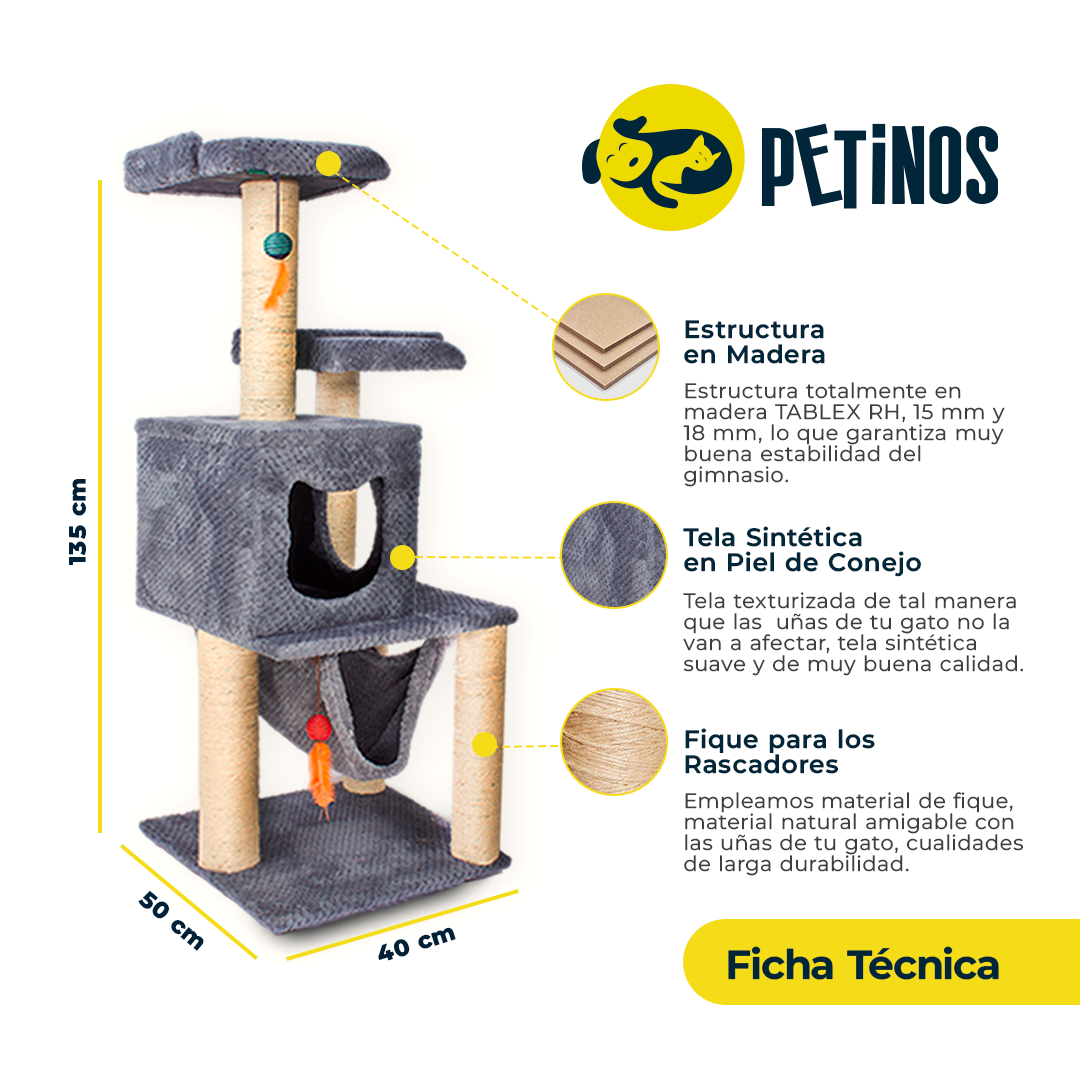 Gimnasio rascador para gatos de todas las edades tamaño mediano