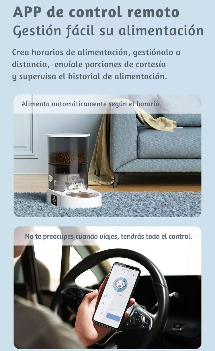 Imagen de un comedero automático para mascotas conectado a WiFi.